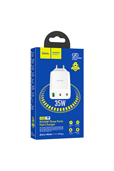 Hoco Incarcator Retea (N33) , 35W, 2xUSB-C, 1xUSB-A, PD, QC 3.0,