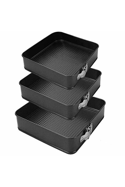 KitchenArt Square Baking Pans 22/24/26 Cake Pans Set of 3 Gray Baking Trays