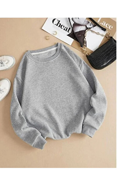 Mayer Butik Unisex Solid Colored Oversize Crew Neck Cotton Sweatshirt