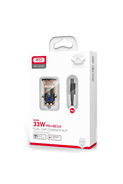 Xo Incarcator Auto (CC50) + Cablu USB-C, 33W, 1xUSB-C, 1xUSB-A, PD, QC 3.0, C...