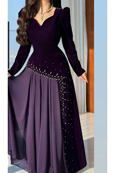 Generic "Starry Purple" velvet dress: Royal luxury for evening events