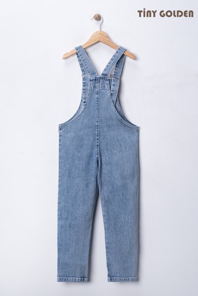 TİNY GOLDEN UNISEX Teddy Bear Print Children's Denim Overalls Adjustable Strap Salopette Jumpsuit Denim
