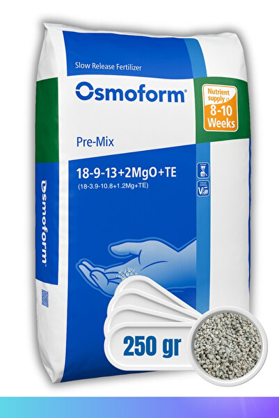 ICL OSMOCOTE Osmoform® Pre-Mix 18-9-13+2MgO+TE – 8-10 Hafta Yavaş Salınımlı Toprak Üstü Serpme Gübre (250 gr)