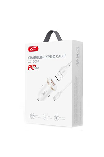 Xo Încărcător Auto (CC56) + Cablu USB-C, 30W, 1xUSB-C, 1xUSB-A, PD, QC 3.0, C...