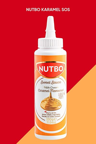 NUTBO Tatlı Sos Karamel Aromalı - Waffle&Krep&Pankek&Churros& San Sebastian& Kruvasan& Dondurma Sos 330 gr