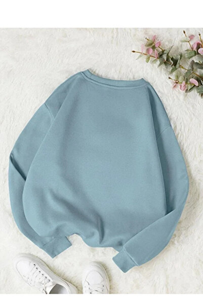 Mayer Butik Unisex Solid Colored Oversize Crew Neck Cotton Sweatshirt