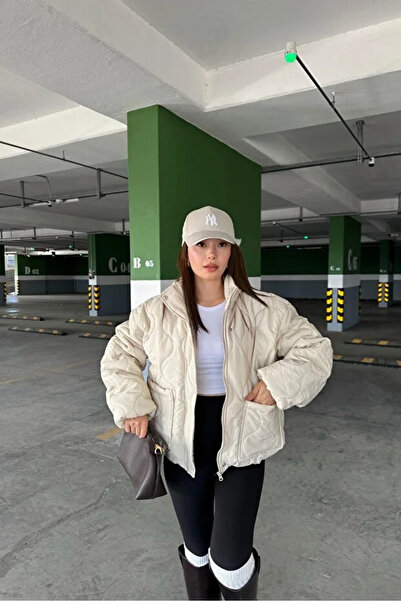 Coşkun GİYİM Women's Quilted Coat Stone 26009