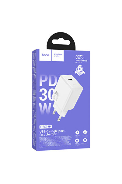 Hoco Incarcator Retea (N70), (PD30W) 5V, 3A, 1xUSB , FastCharge, WHITE