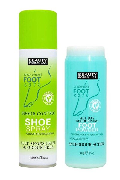 BEAUTY FORMULAS FOOT CARE IDOUR CONTROL SHOE SPRAY + FOOT POWDER 100ML + 150ML