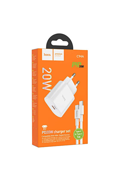 Hoco Incarcator Retea (C94A) + Cablu USB-C, 1m, 1xUSB-C, PPS/QC3.0/FCP/AFC, W...