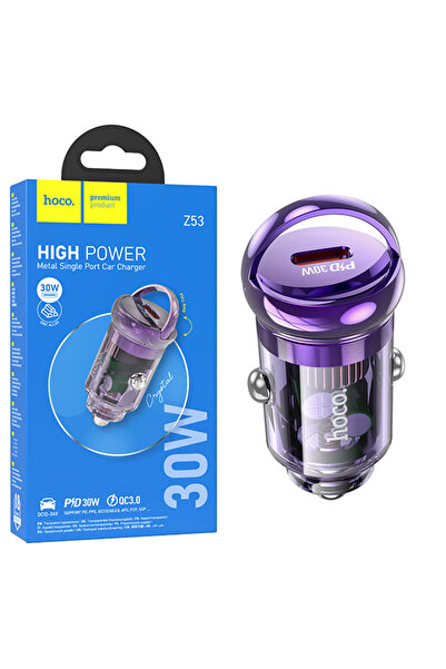 Hoco Incarcator Auto (Z53) , 30W, 1xUSB-C, PD, Ring-Pull, Purple