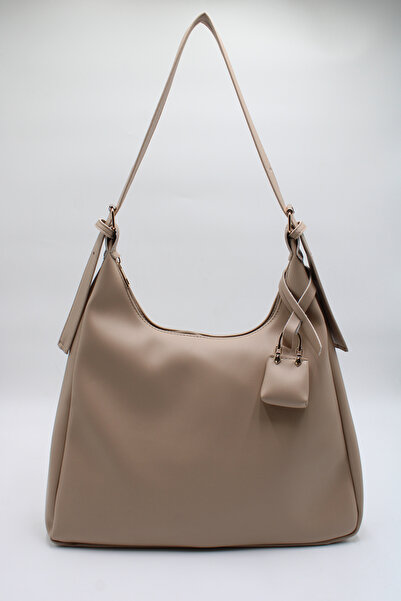 LASSO Women's Beige Large Size Adjustable Shoulder Strap Hand and Shoulder Bag