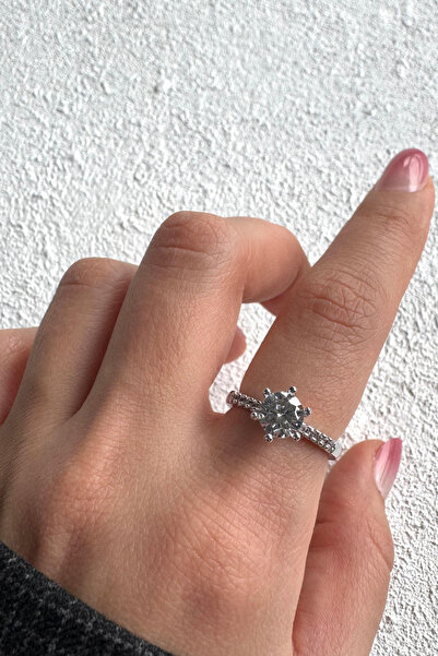 Leo'Stone 6-Armed Single Stone Design Adjustable Women's Ring