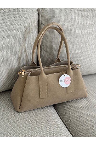 BAGLOVİS Mink Suede Women's Shoulder and Shoulder Bag En32 Boy16