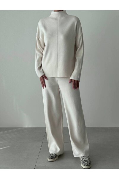 manana fashion Mock Neck Knitwear Sweater Pants Winter Two-Piece Set