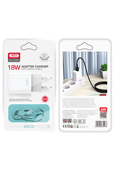 Xo Incarcator Retea (L103) + Cablu MicroUSB, 18W, 1xUSB-A, QC 3.0, White