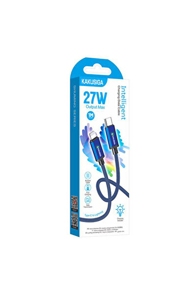 KAKUSİGA Data and Charging Cable (KSC-967), USB-C to Lightning, PD27W, QC3.0, 1m | Blue