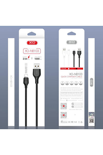 Xo Cablu de date și încărcare (NB103), USB-A la Lightning, 2.1A, încărcare rapidă, 1m, Negru