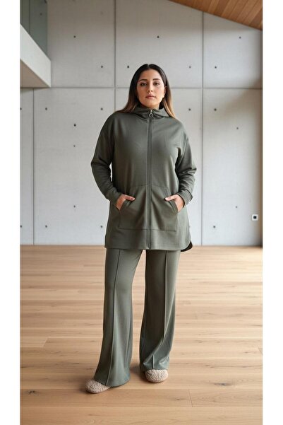 Curly SET CU FERMUAR DIN TĂBĂT MODAL KHAKI