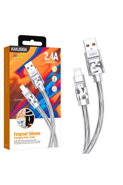 KAKUSİGA Cablu Date si Incarcare  USB-A la Lightning, 2.4A, 1m, Gray