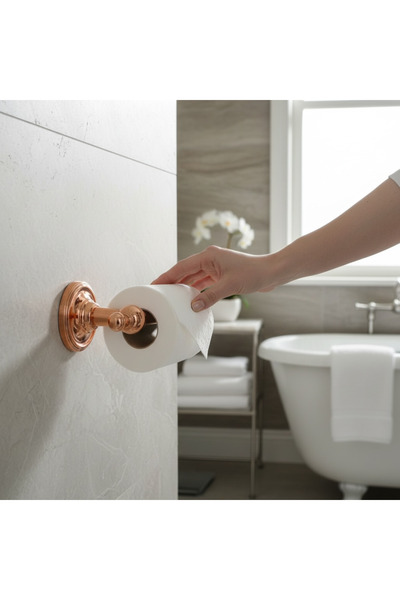 İSAOĞLU YAPI Toilet Roll Holder Bronze Copper Vintage Model Brass Material Bathroom Toilet Roll Holder Rustproof
