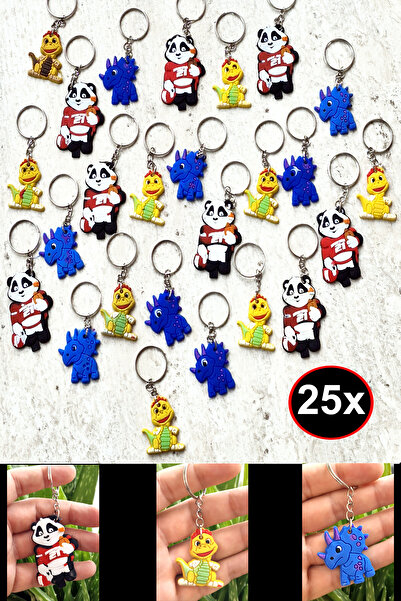 Bundeba 25x adet Oyuncak Unicorn Bebek Ejderha ve Panda Ayı Anahtarlık Doğum Günü Hediyesi Karne Hediyesi