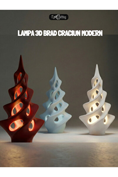 Epic Crafting 13cm Decorative 3D Christmas Tree Lamp, Modern Spiral Design with Ambient Christmas Lighting