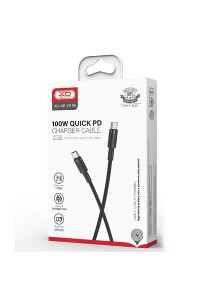 Xo Cablu Date si Incarcare (NB-Q199), USB-C, PD100W, QC3.0, Braided, 1.5m, Black