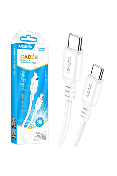 KAKUSİGA Cablu Date si Incarcare (KSC-982), USB-C, PD60W, QC3.0, 1m, White