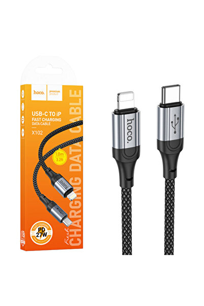 Hoco Cablu Date si Incarcare (X102), USB-C la Lightning, PD27W, QC3.0, Braide...
