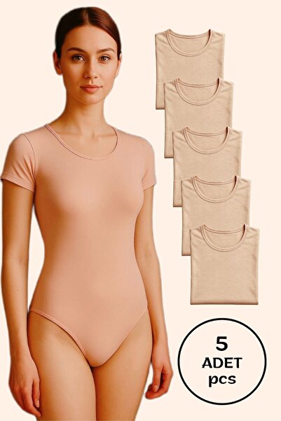 Altınay Women's Cotton Half Sleeve Snap Fastener Bodysuit (5 Pieces)