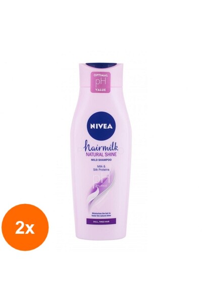 NIVEA Set of 2 x Hairmilk Shine Hair Care Shampoo, 400 ml