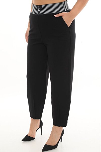 ZANESSI Plus Size Mom Elastic High Waist Leg Pleated Detailed Knitted Women's...