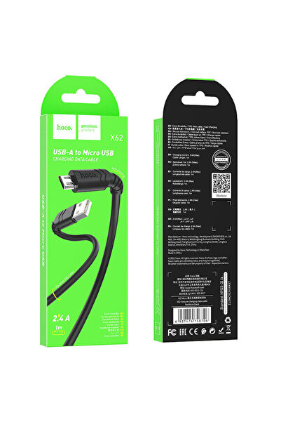 Hoco Cablu Date si Incarcare (X62), USB-A la MicroUSB, 18W, 2.4A, 1m, Black