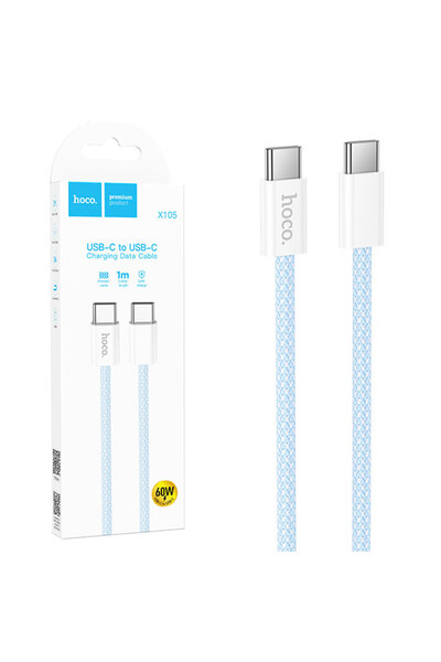 Hoco Cablu Date si Incarcare (X105), USB-C, PD60W, QC3.0, 3A, Braided, 1m | Blue
