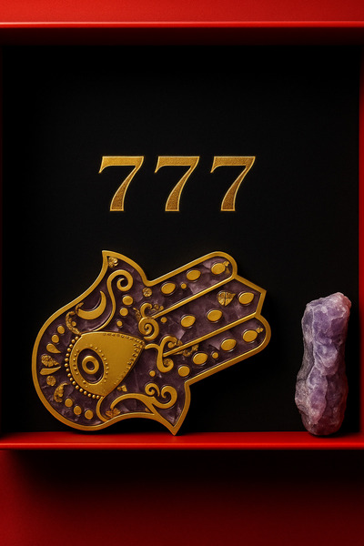 NEYSEE 777 Frekans Ametist Taşlı Altın Varaklı Epoksi Fatma Ana Eli – Koruma ...