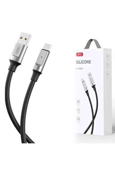 Xo Cablu Date si Incarcare (NB251), USB-A la MicroUSB, 6A, Metallic, 1m, Black