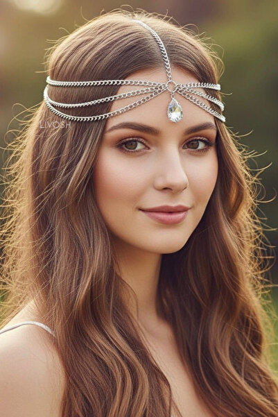 LIVOSH ACCESORII DE PĂR CU LANȚURI ȘI PIETRE DE CRISTAL