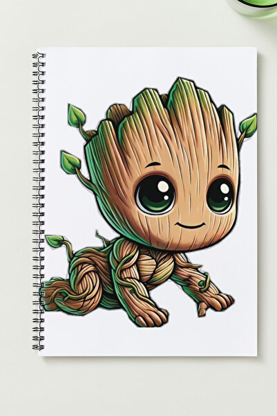 BLACKONECLASS دفتر ملاحظات BABY GROOT A5 بغلاف معدني حلزوني سميك غير مسطر من ...