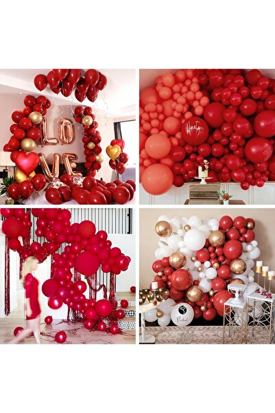 Flippy Set of 12 Standard Latex Balloons, 13 cm, Dark Red