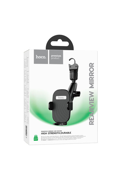 Hoco Suport Auto (H17), cu cleme laterale, montaj Oglinda Retrovizoare, MultiAngle, ArmLock, Black