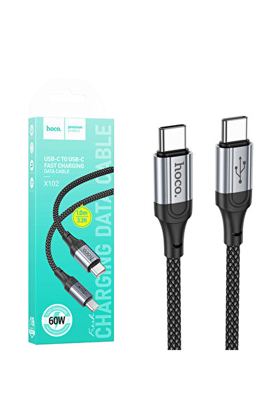 Hoco Cablu Date si Incarcare (X102), USB-C, PD60W, QC3.0, 3A, Braided, 1m, Black