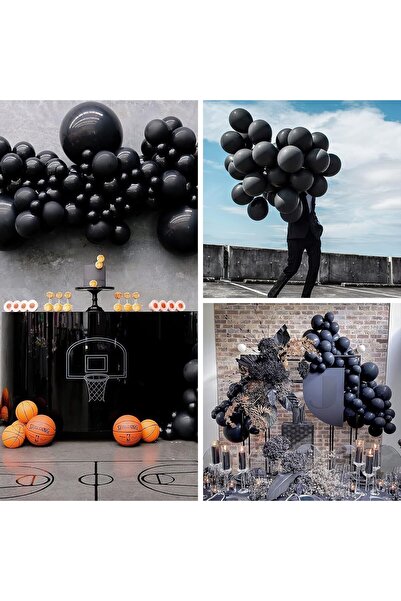 Flippy Set of 12 Standard Latex Balloons, 13 cm, Black