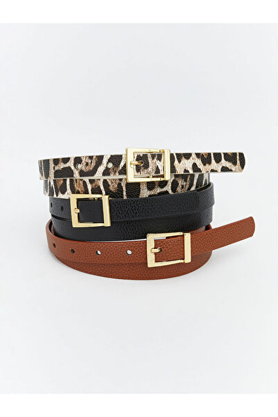 LC Waikiki Sparkling Selections from Shining Store | Leather Look Women's Belt 3-Pack