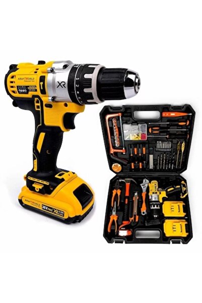 Campion Kit ciocan perforator/șurubelniță fără fir 7 Stars, 120 buc, 2×36V 8Ah, mandrină rapidă de 13 mm, 1500 RPM