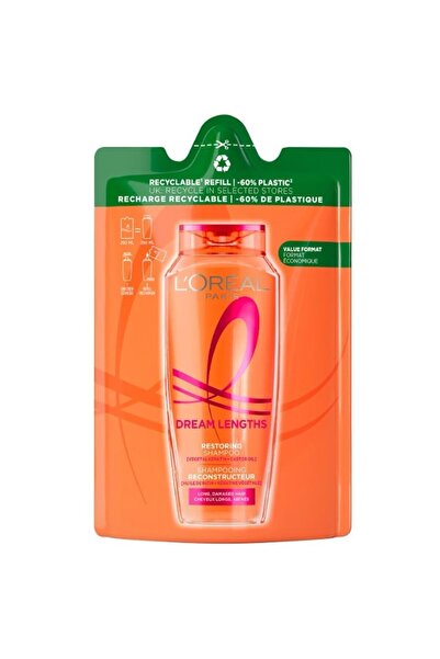 ELSEVE Set of 3 x Dream Long Shampoo Refill, for Long and Damaged Hair, 250 ml