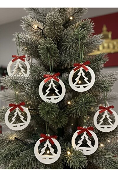 Handmade Σετ 6 τεμαχίων χριστουγεννιάτικων στολιδιών δέντρων με θέμα το λευκό...