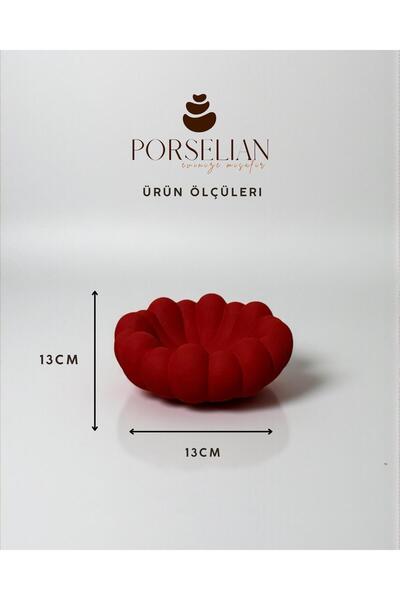 Porselian Decorative Burgundy Knuckle Bowl Concrete Keychain and Jewelry Dish 13cm Scandinavian Object