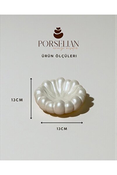 Porselian İnci Dekoratif Boğumlu Kase Beton Anahtarlık ve Takı Tabağı 13cm İs...