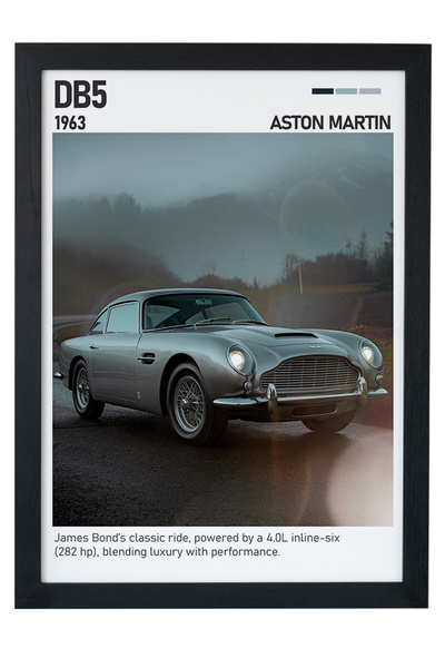 gxe.art Pictură cu poster cu rama din lemn Aston Martin DB5 – Design clasic d...